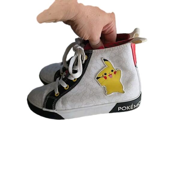 Ground Up White Pokemon Pikachu Lace Up High Top Sneakers Shoes Boys Size 4 - Picture 3 of 7